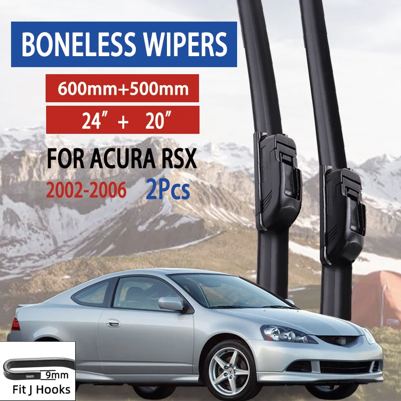 

For Acura RSX 2002-2006 Car Windshield Wiper U-type Soft Rubber Frameless Bracketless Car Wipers 24"+20"