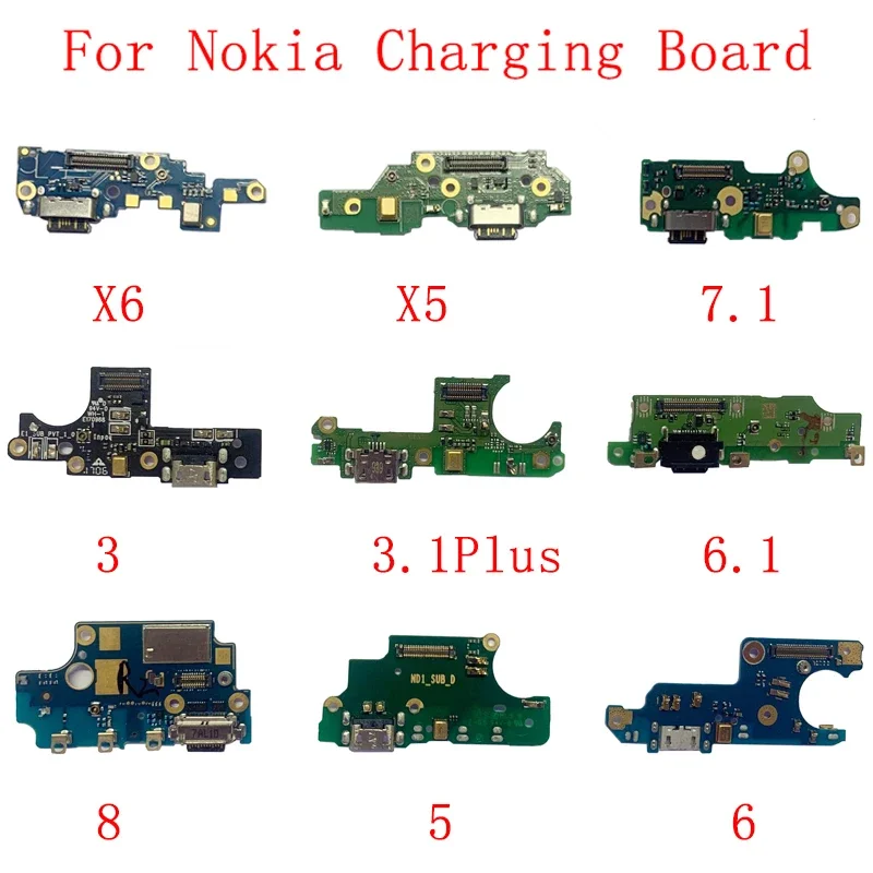 USB Charging Port Connector Board Flex Cable For Nokia 3 3.1 5 6 X5 7.1 6.1 8 8 Sirocco 9 PureView Repair Parts