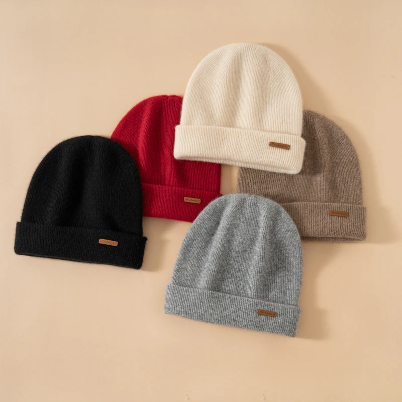 

YUNHUIZHAN 100% Cashmere Hat Double Layer Thickened Winter Warm Cap Luxury Cashmere Knit Hat for Men And Women