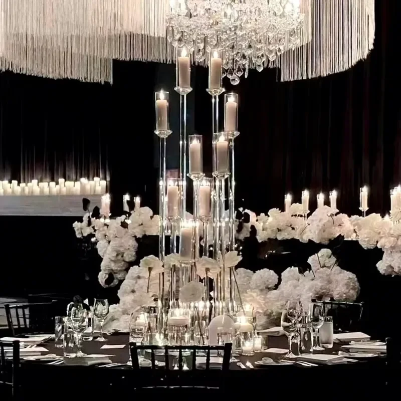 Morden 3 5 8 10 arm candlestick acrylic candlestick wedding ornament for wedding table wedding decoration