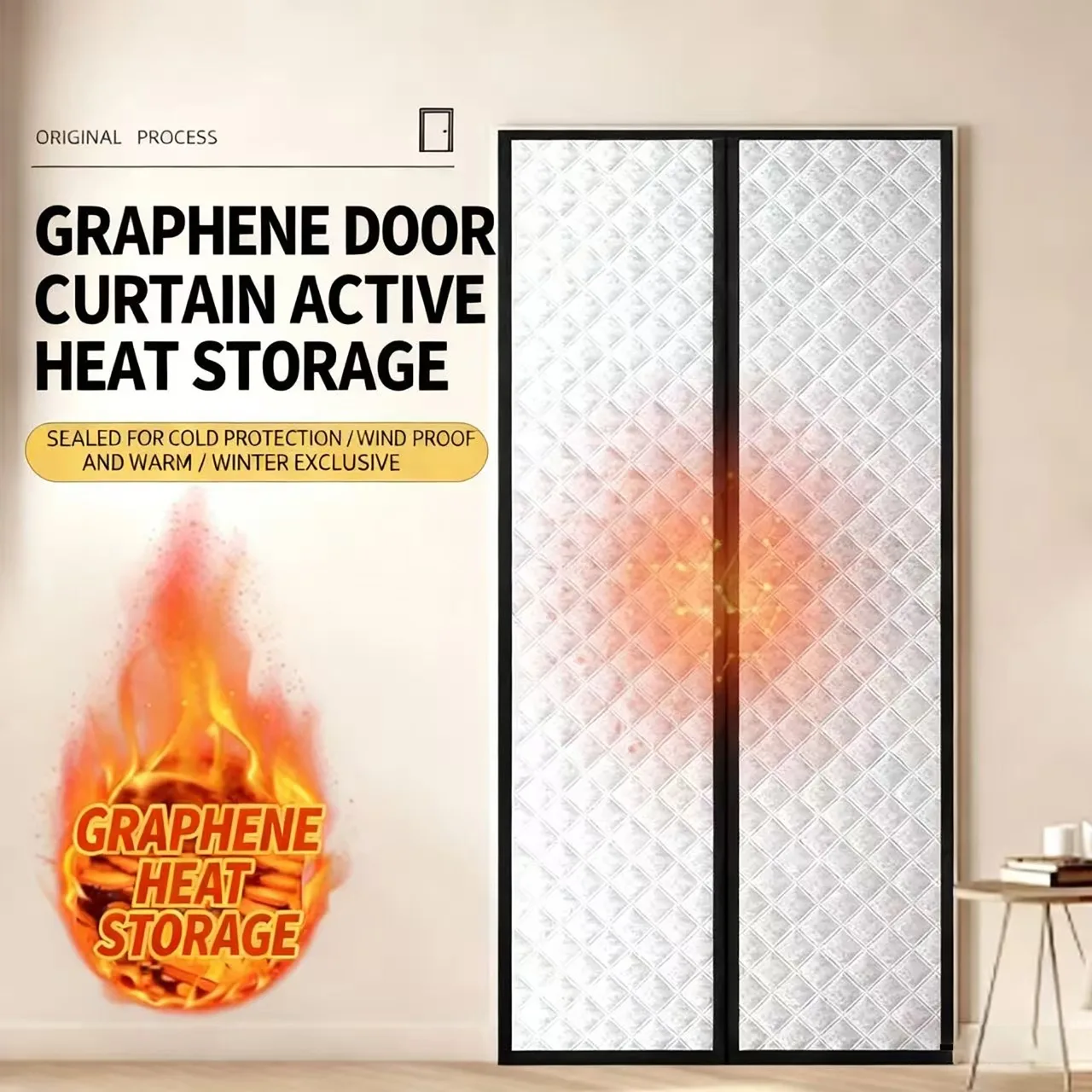 Winter Graphene Insulation Cotton Door Curtain Thickened Windproof Partition Air Conditioning Cold Insulation Without Holes