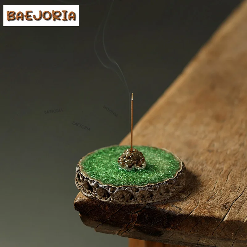 BAEJORIA Crude Pottery Taihu Lake Stone Incense Holder Zen Garden Incense Burners Consecrate Censer Chinese Tea Set Craft Gifts