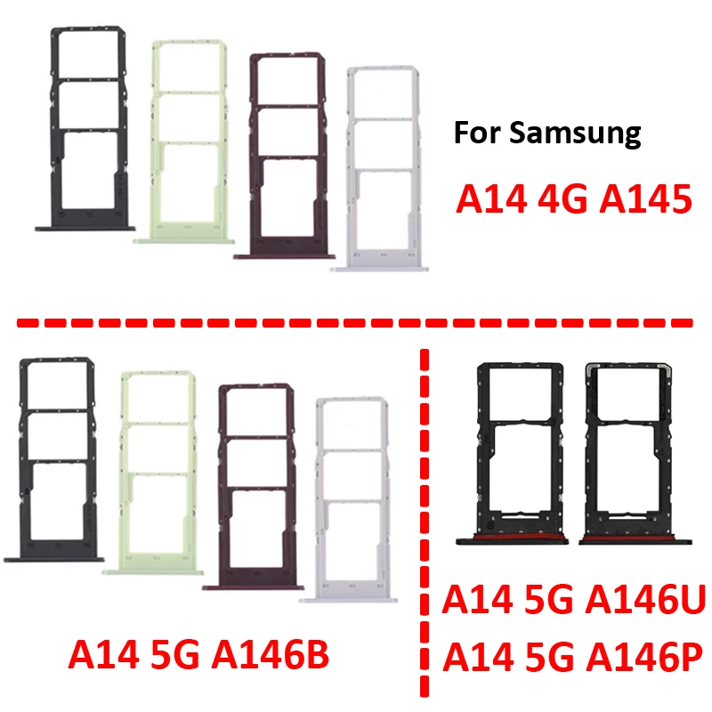 For Samsung Galaxy A14 4G A145 A145F 5G A146 A146B A146P A146U SIM Card Tray Slot Holder Adapter Socket Repair Parts