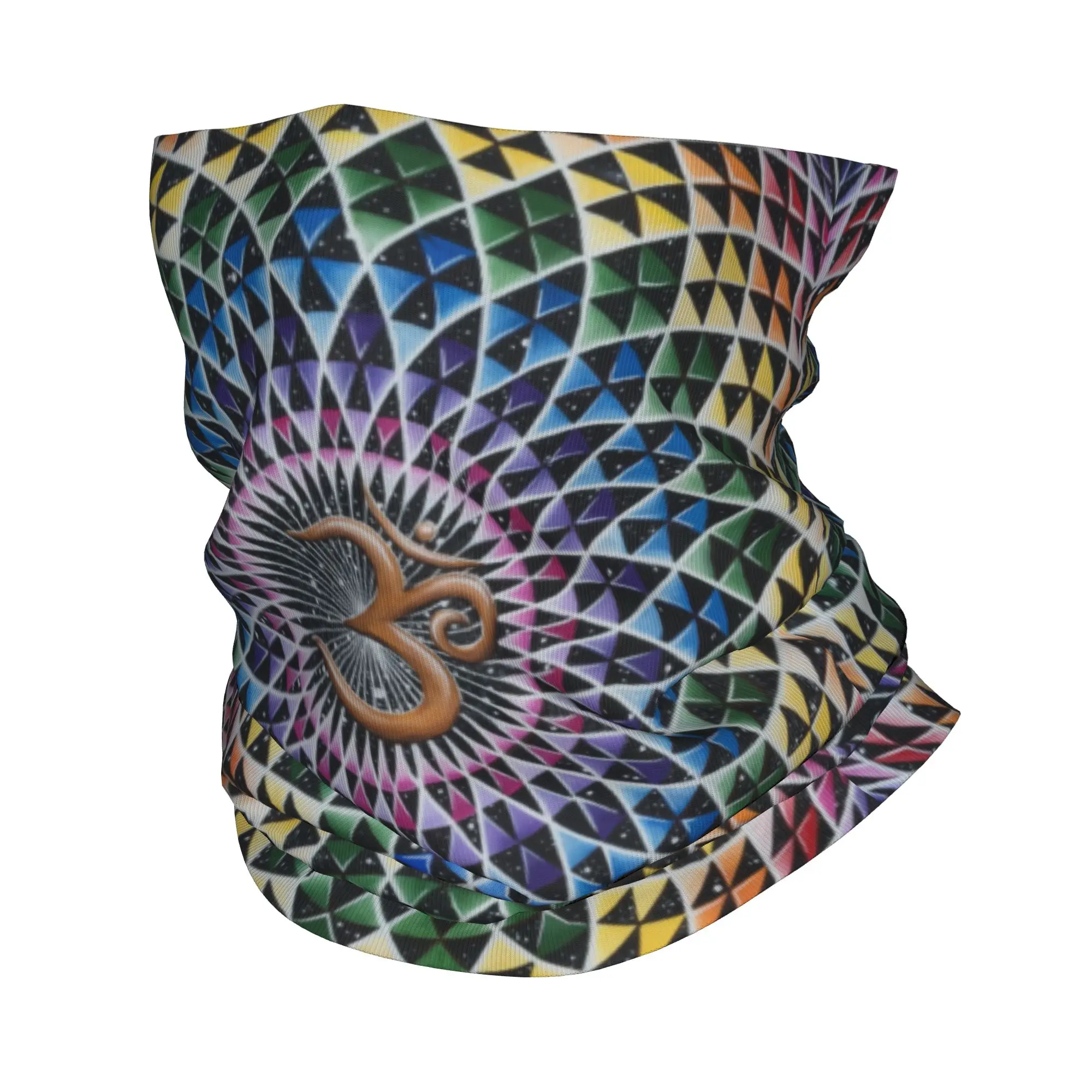 

Custom OM Vibration Bandana Neck Gaiter Windproof Face Scarf Cover Men Women Sacred Geometry Buddhism Aum Flower Headband Tube