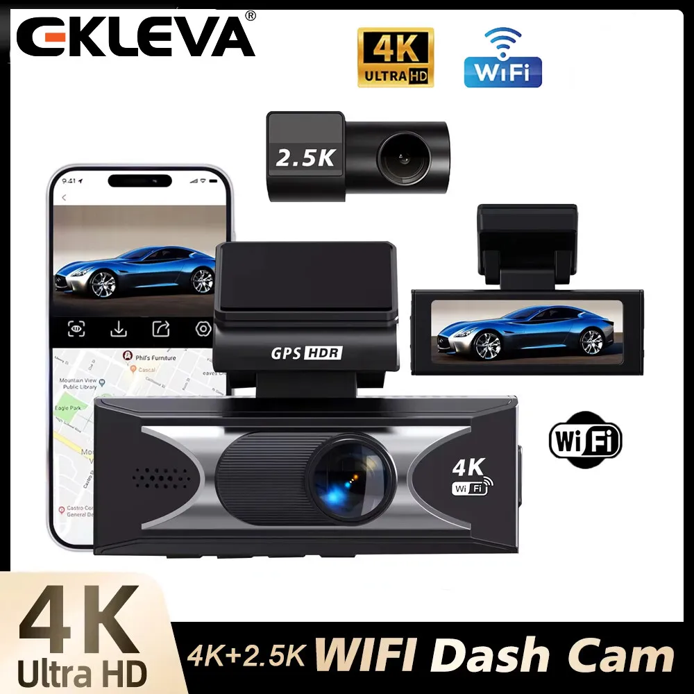 

EKLEVA UHD 4K 2160P AI Driver Assistance Dash Cam Dual Lens ADAS WIFI Mini Car DVR Camera Video Drive Recorder Dashcam