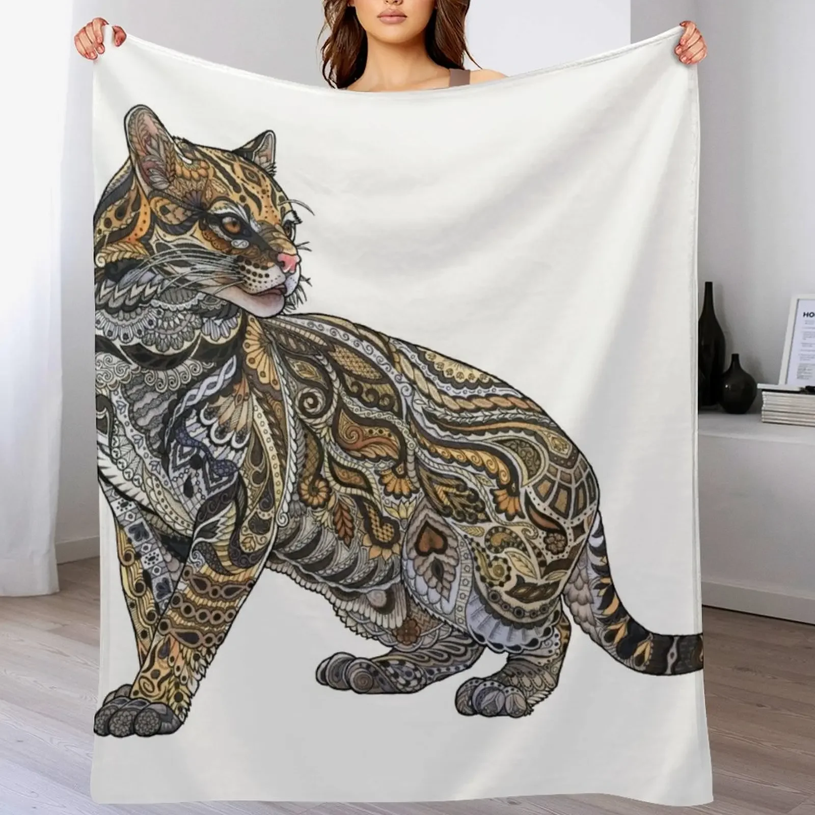 Ocelot Throw Blanket Cozy Napping Blanket Gift for Mom Dad