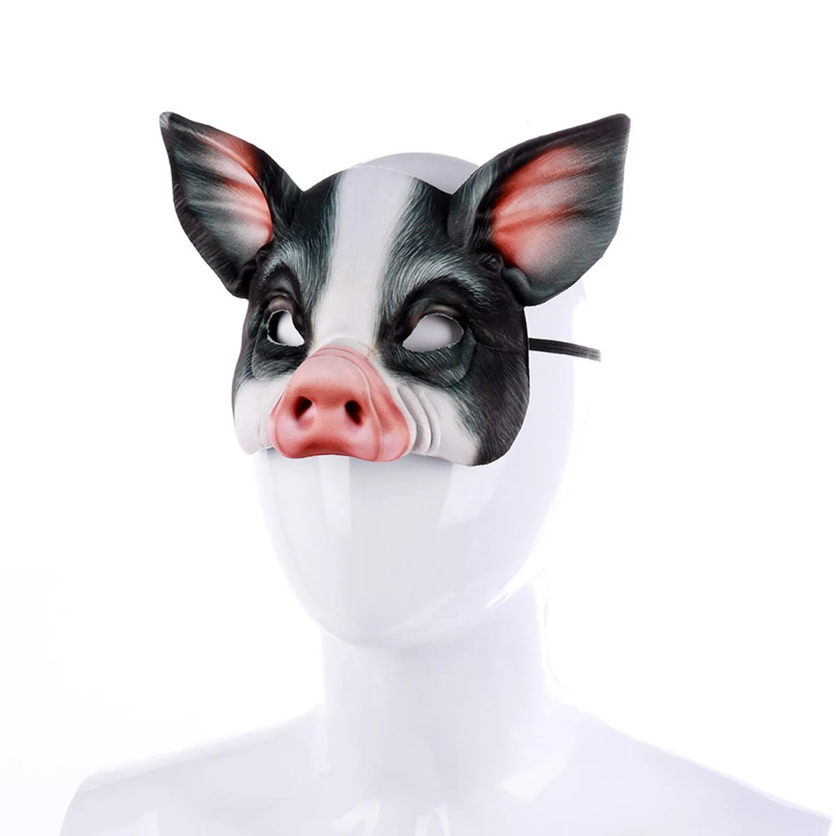 

Piggy Mask Bright Pink Face Costume Masquerade Props Animal Halloween Half Child