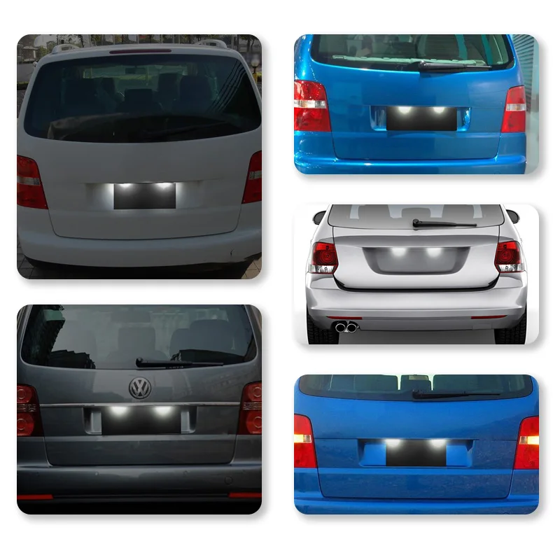 ل VW Touran جولف العلبة MK5 T5 باسات سيموزينت سكودا رائع مصباح ليد رقم ترخيص السيارة لوحة مصباح 2 قطعة لوحة ترخيص ضوء #3