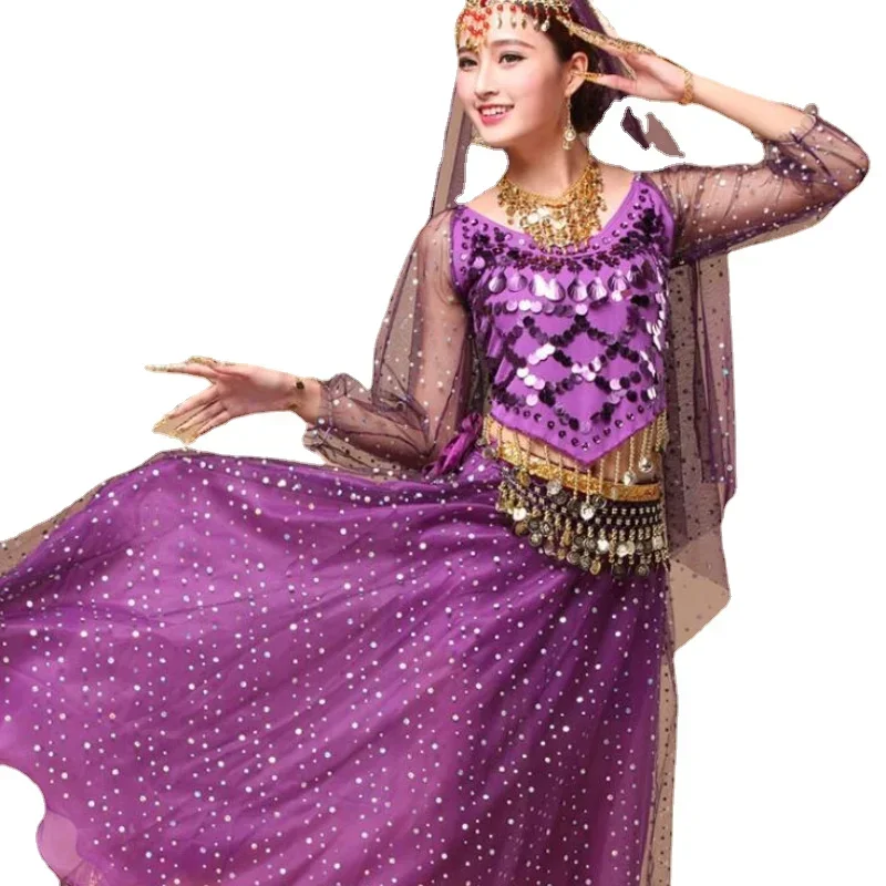India Costumi di danza del ventre 6 colori Nuove donne adulte Costumi di Bollywood Donne Costume di danza del ventre Set Costumi di danza di Bollywood