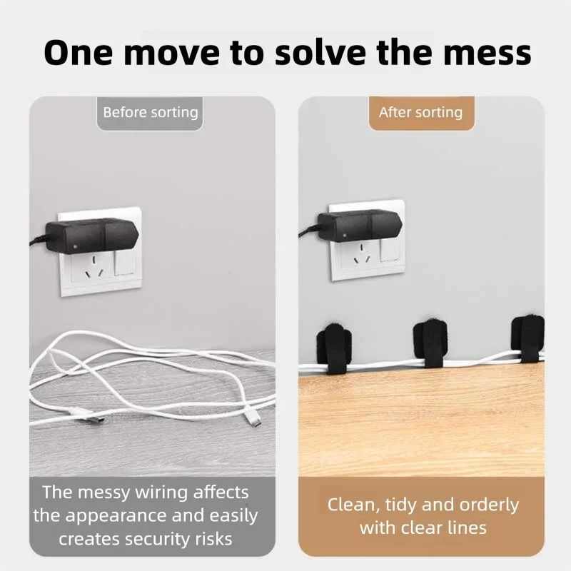 منظم كابلات سطح المكتب - مشابك ذاتية اللصق وربطات فيلكرو، مدير الأسلاك لكابلات البيانات وأسلاك الكمبيوتر