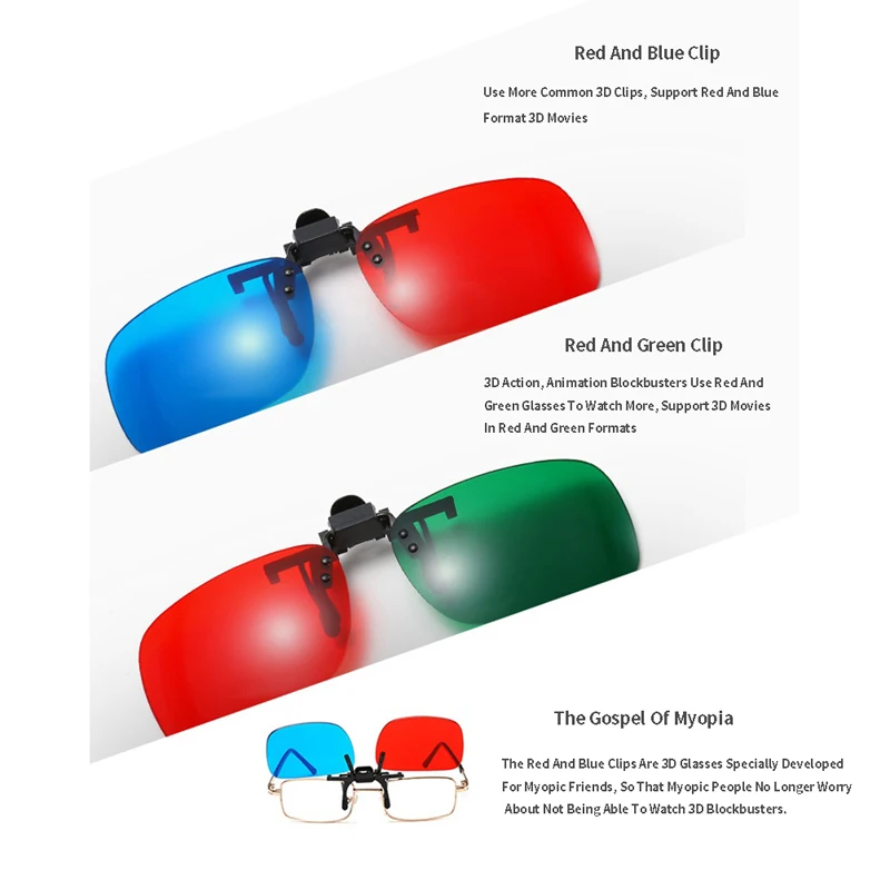 Lunettes 3D rouge bleu vert, monture noire pour film d'anaglyphe dimensionnel, lunettes TV pour films 3D, offre spéciale