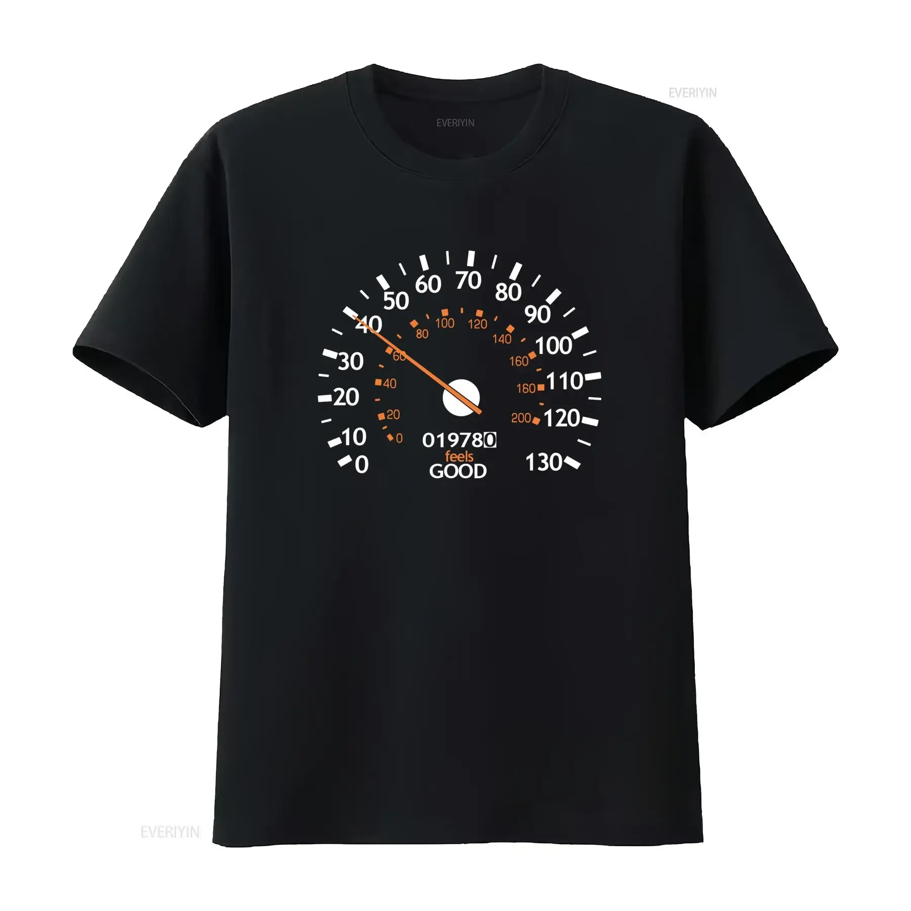 Pánské tri?ko k 40 narozeninám Design rychloměru s rozsahem 100 km h ?erny a zlaty potisk pohodlné prody?né kulaty vyst?ih Soft