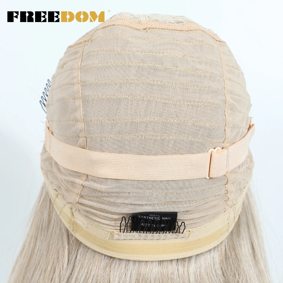 FREEDOM Synthetic Lace Front Wigs For Woman Long Layered Straight Wigs Ombre 6x4 Pre Plucked Pre Cut Wear and Go Glueless Wig