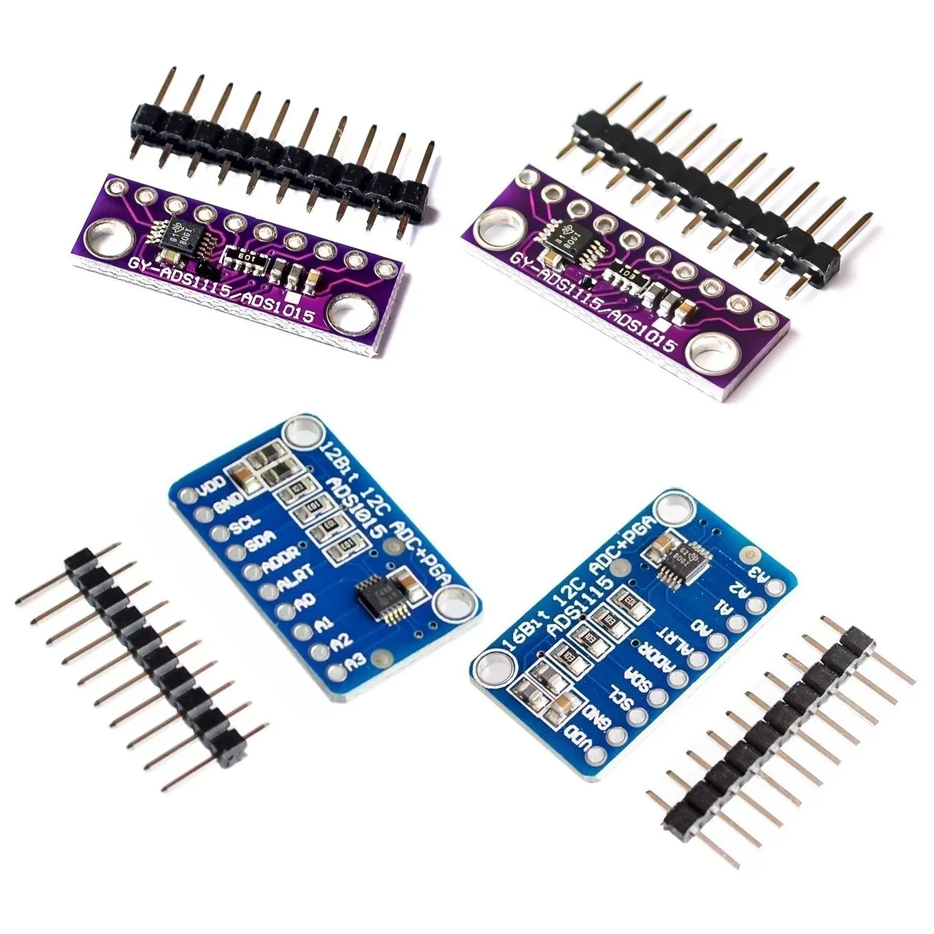 16 Bit I2C ADS1115 ADS1015 Module ADC 4 channel with Pro Gain Amplifier 2.0V to 5.5V for Arduino RPi