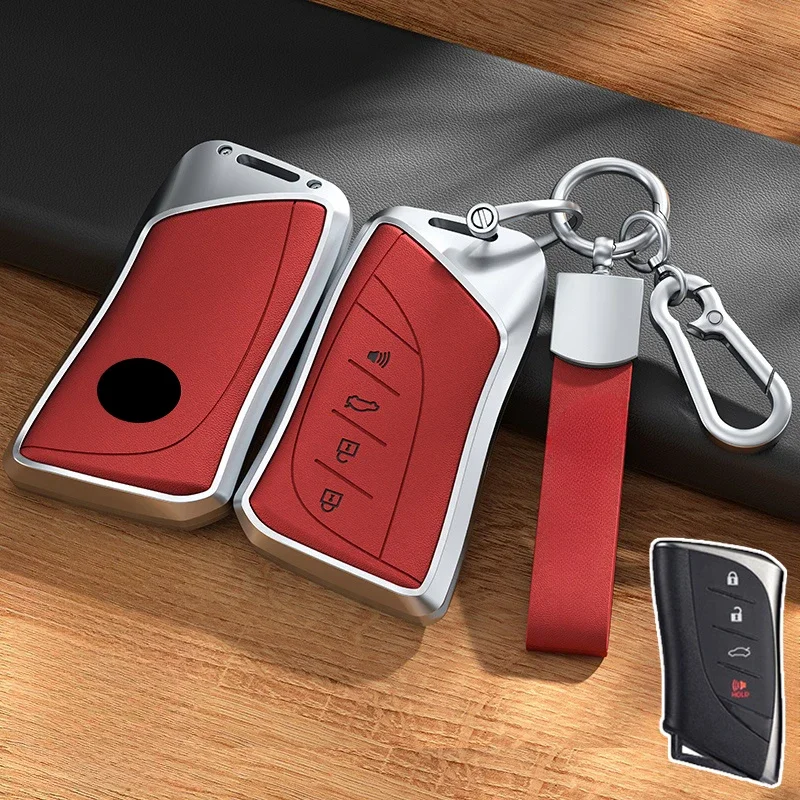 Aluminum Alloy Leather Car Smart Key Fob Case Cover For Lexus LC LS UX ES ES200 LS350 ES300h UX250h LS350 UX200