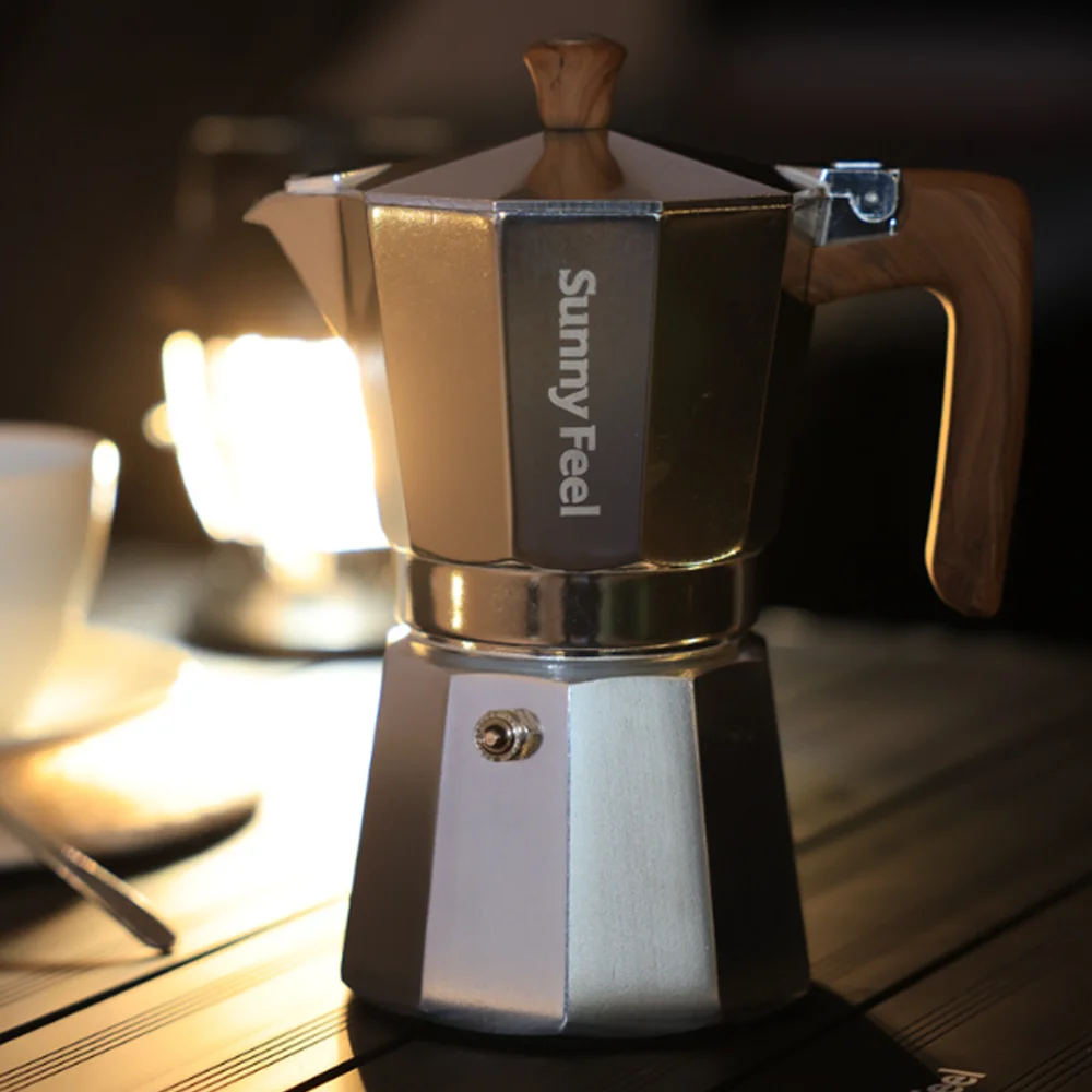 

Outdoor Camping Picnic Italian Double Valve Mocha Kettle, Portable and Lightweight Fast Cooking Coffee