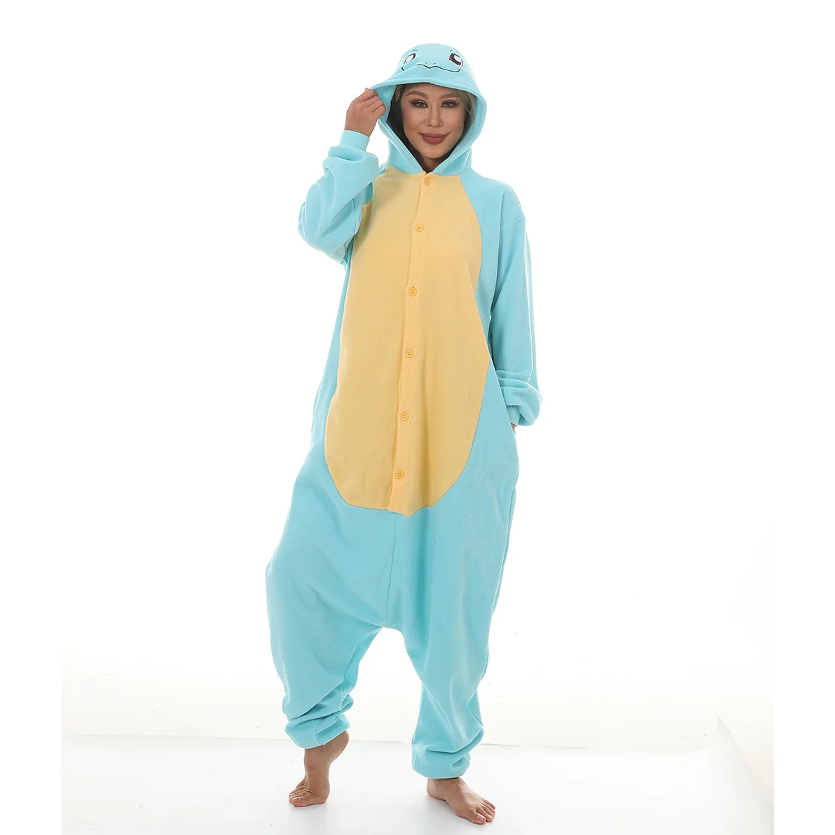 New Squirtle One-piece Pajamas Long-sleeved Cartoon Animal Pajamas Loose Casual Loungewear Autumn Winter Adult Homewear