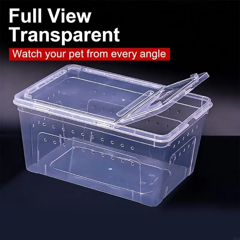 Lizards Box Container with Feeding Port Detachable Lid Enclosure Habitat 