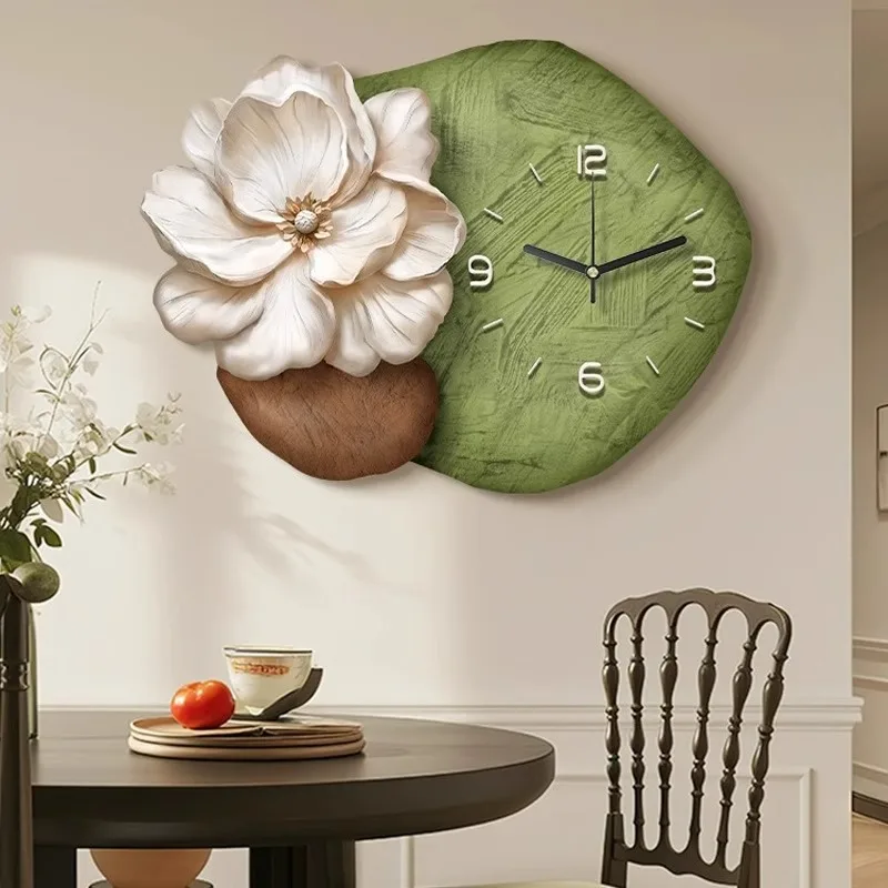 DSA black and white advanced sense living room clock wall decorative painting antique creative flower wall clock painting