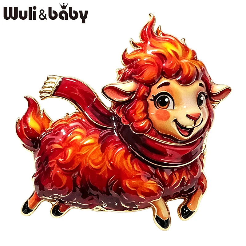 Wuli&baby Wear Scarf Sheep Brooches For Women Me Unisex New Year Happy Goat Lamb Animal Party Brooch Pins Gifts