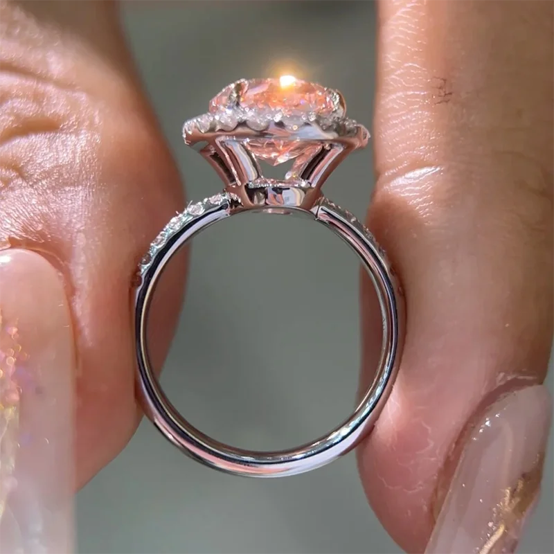 950 Platinum IGI Certificate 3CT Main Stone VS-VVS Pink Oval Cut Lab Grown Diamond Halo Wedding Ring For Lady