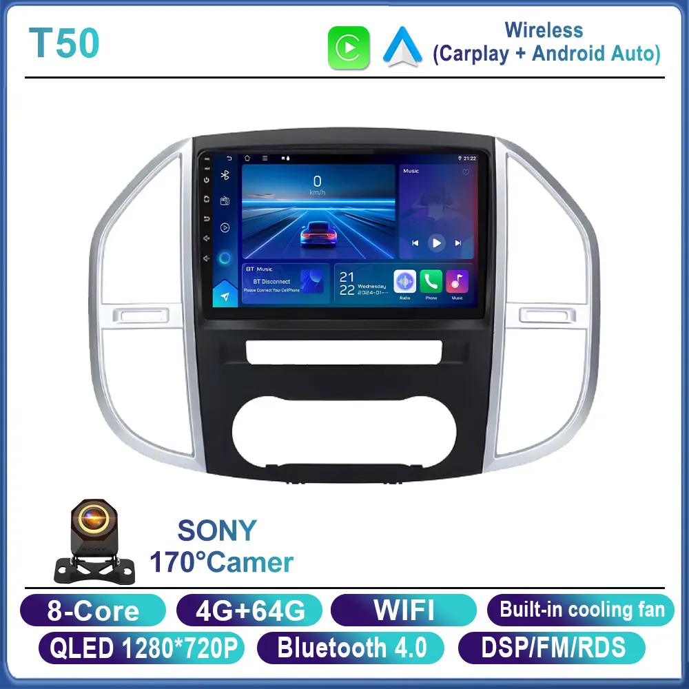 Android 15 Carplay Auto Autoradio voor Mercedes Benz Vito 3 W447 2014-2020 Navigatie Multimedia Videospeler Stereo Head Unit BT