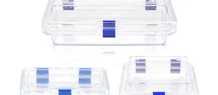 50pcs Transparent Dental Denture Storage Box with Cleaning Basket for Orthodontic Retainer Membrane