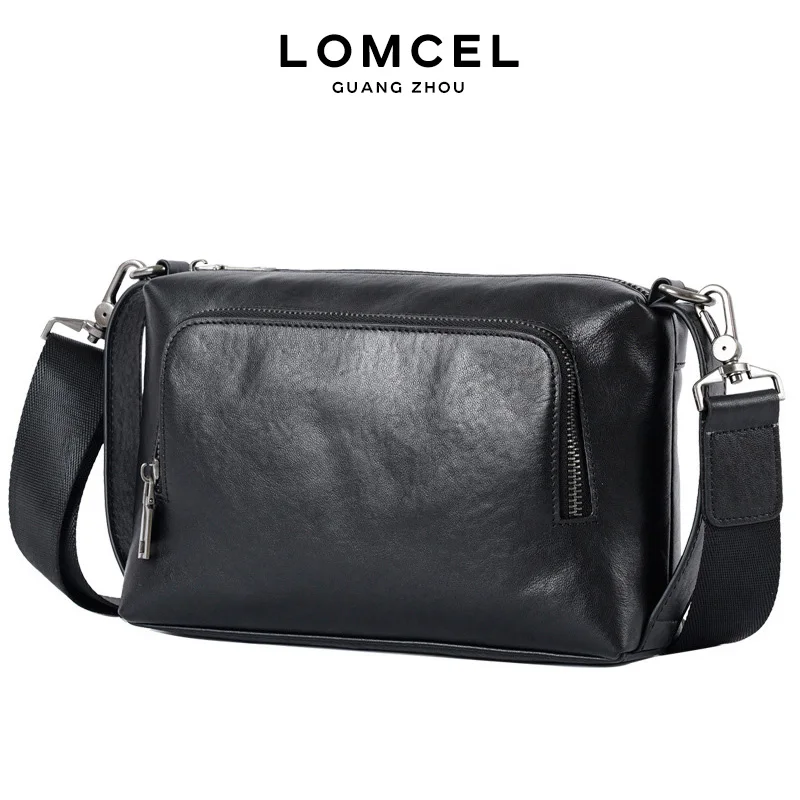 LOMCEL 51 New men's crossbody bag made of top-grade cowhide leather single shoulder bag, genuine leather  fashionable