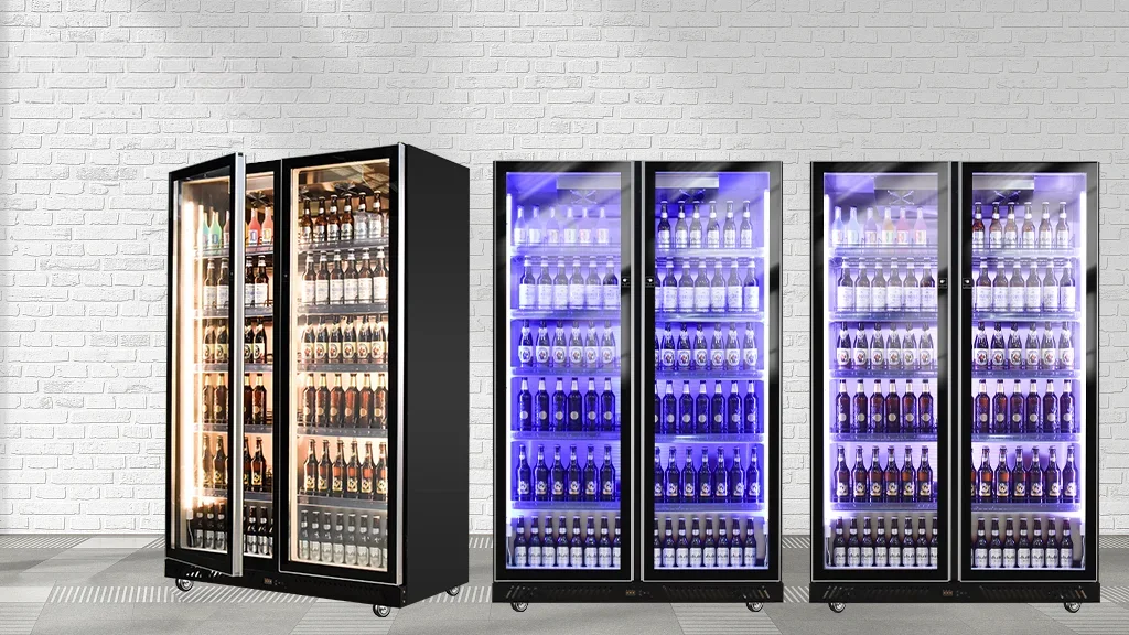 Commercial Vertical Double Glass Door Refrigerator Freezer Display Cabinet Beer Cabinet