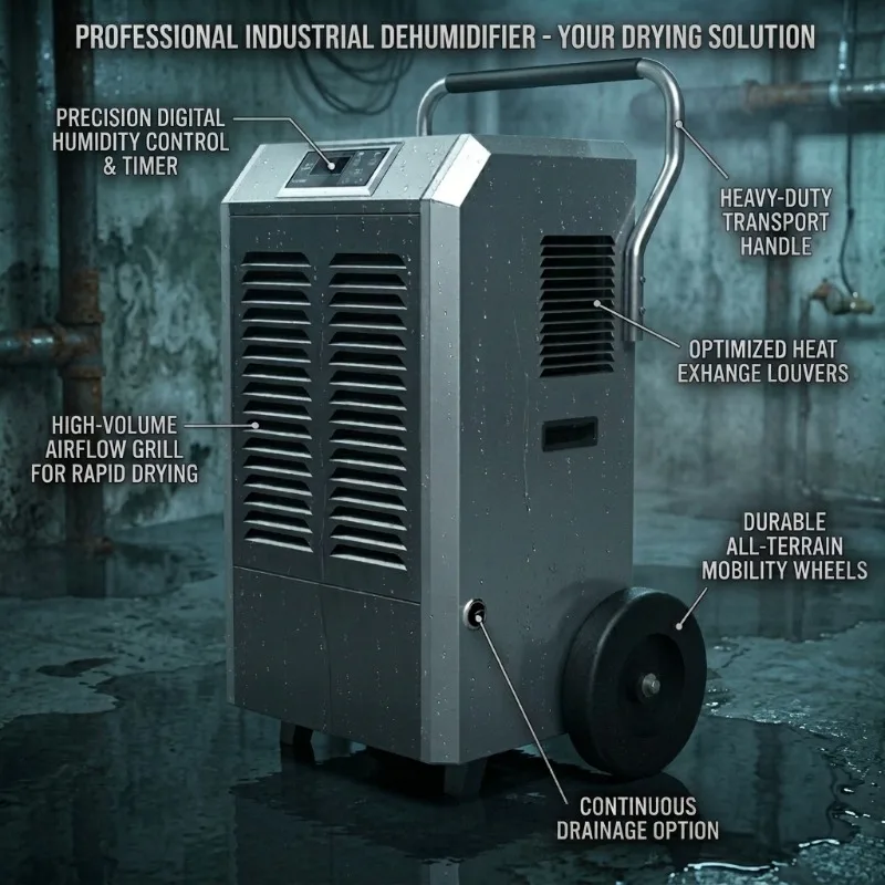 Airo 90L Industrial Portable Compressor Dehumidifier Machine and air Purifier With the Drain Pipe Dehumidifier for Cold Rooms