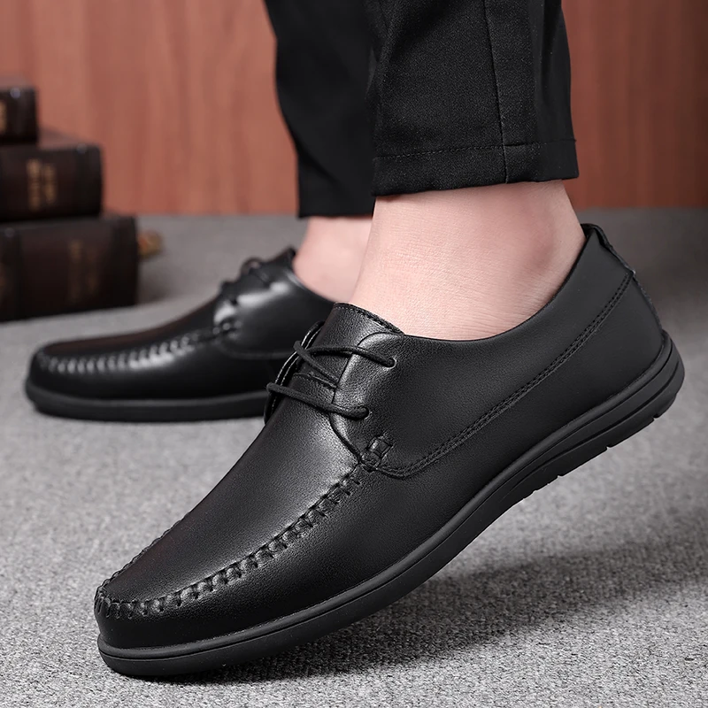 Leather Men Formal Shoes Luxury Brand 2023 Men\'s Loafers Dress Moccasins Breathable Italian Black Wedding Shoes Plus Size 38-47