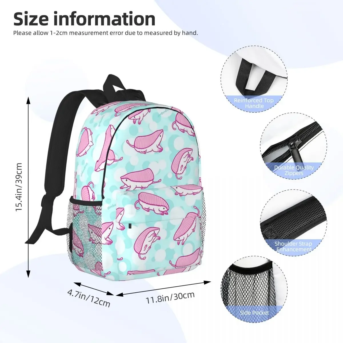 Pink Fairy Armadillo Backpacks Teenager Bookbag Cartoon Students School Bags Laptop Rucksack Shoulder Bag Large Capacity