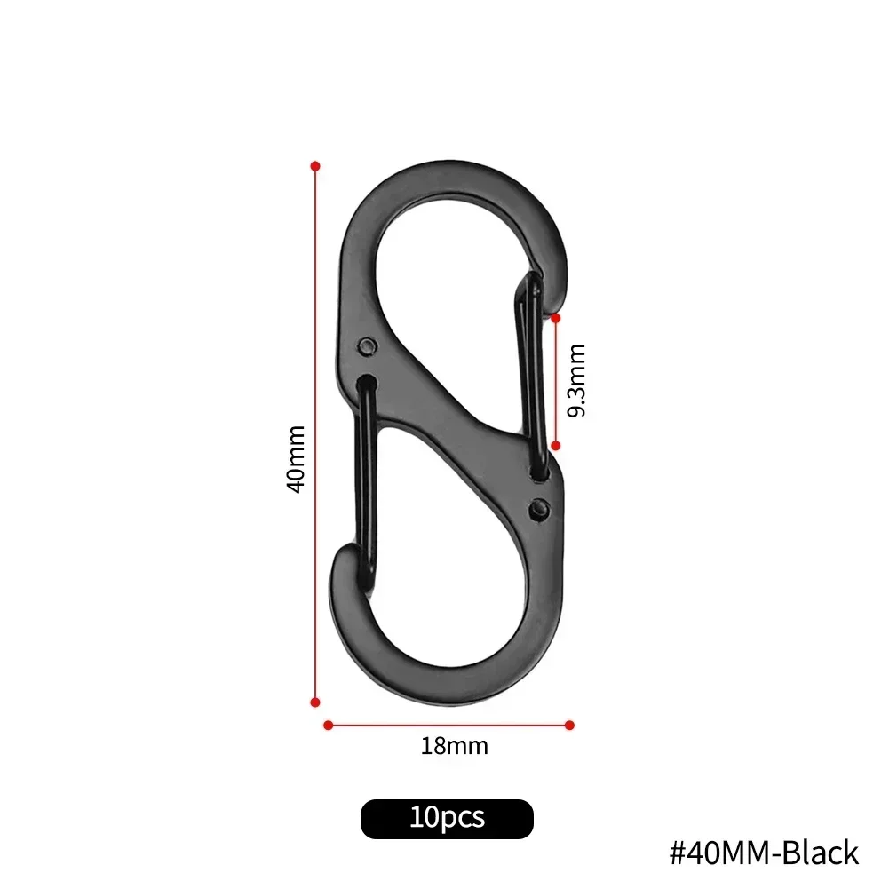 10Pcs S Typ Mini Schlüsselbund Haken Edelstahl Karabiner Mit Schloss Anti-Diebstahl Outdoor Camping Rucksack Schnalle Key-Lock Werkzeug