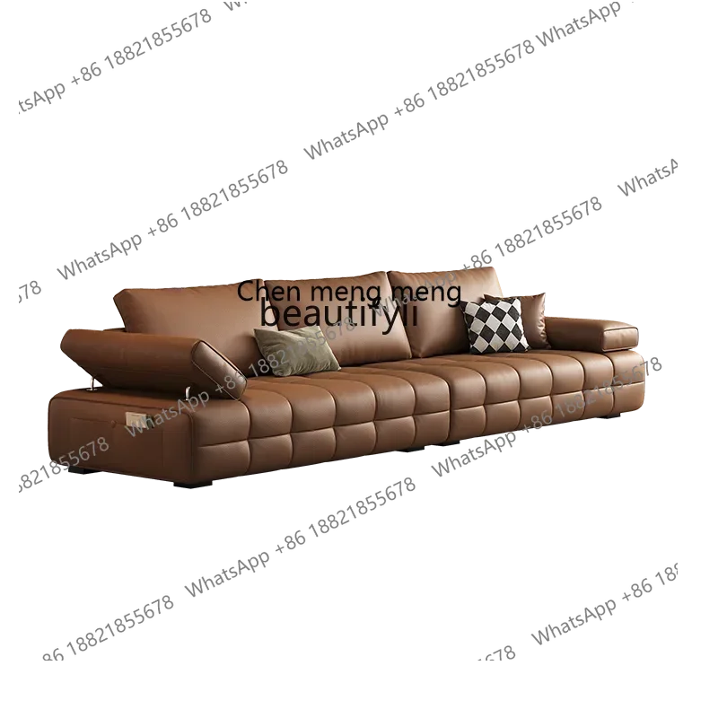 X   Modern simple leather sofa light luxury first-layer cowhide sofa small apartment leather sofa