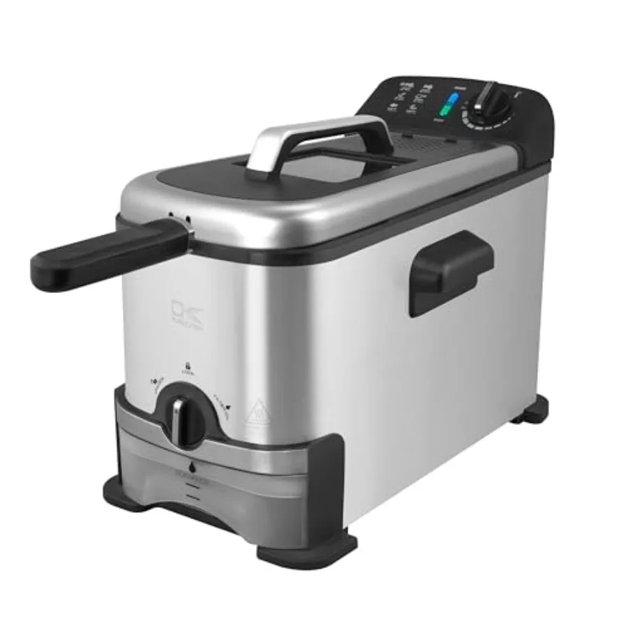 

Deep Fryer with Oil Filtration Adjustable Temperature Control Dishwasher-Safe Basket Easy-View Window Odor Filters 1700-Watts 3