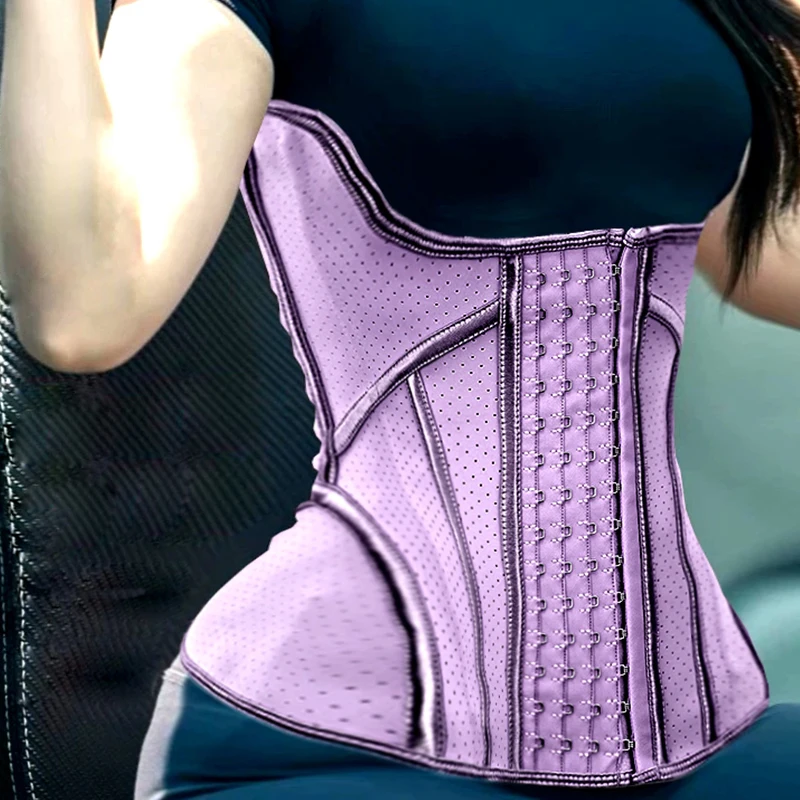 

Фиолетовый корсет для тренировки талии, твердый латексный корректирующее белье, 19 стальных костей, формирователь тела для похудения, моделирующий ремень Fajas, колумбийский пояс, пояс