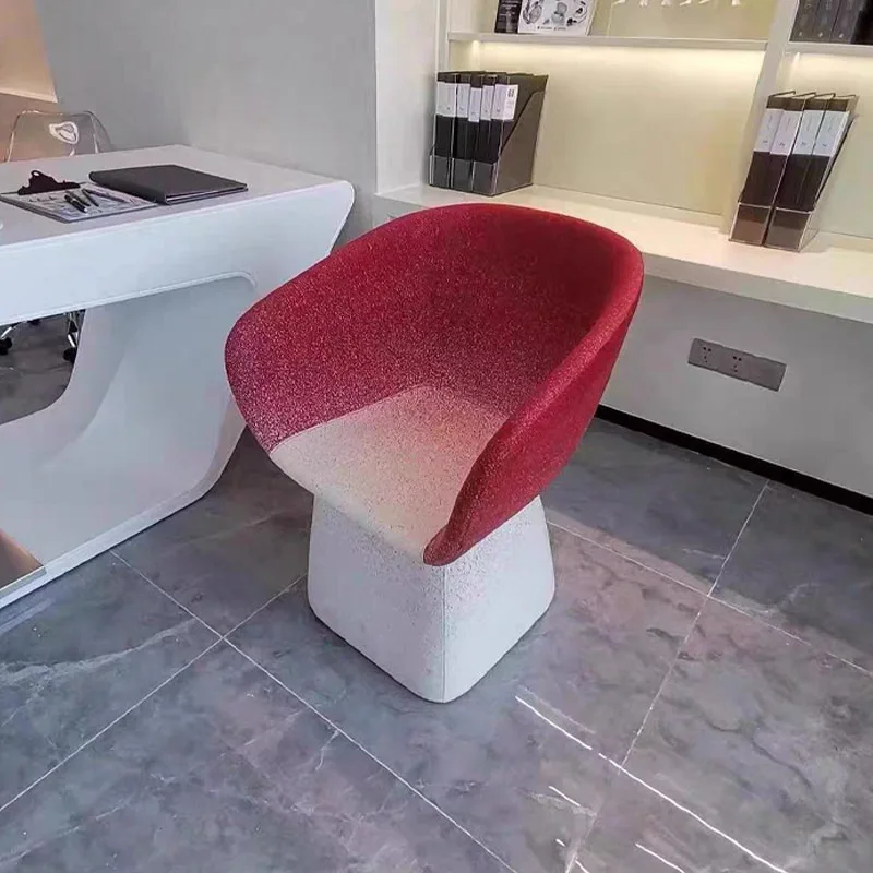 Nordic Milan designers gradually change fabric dining   model room home two-color leisure reception single chair