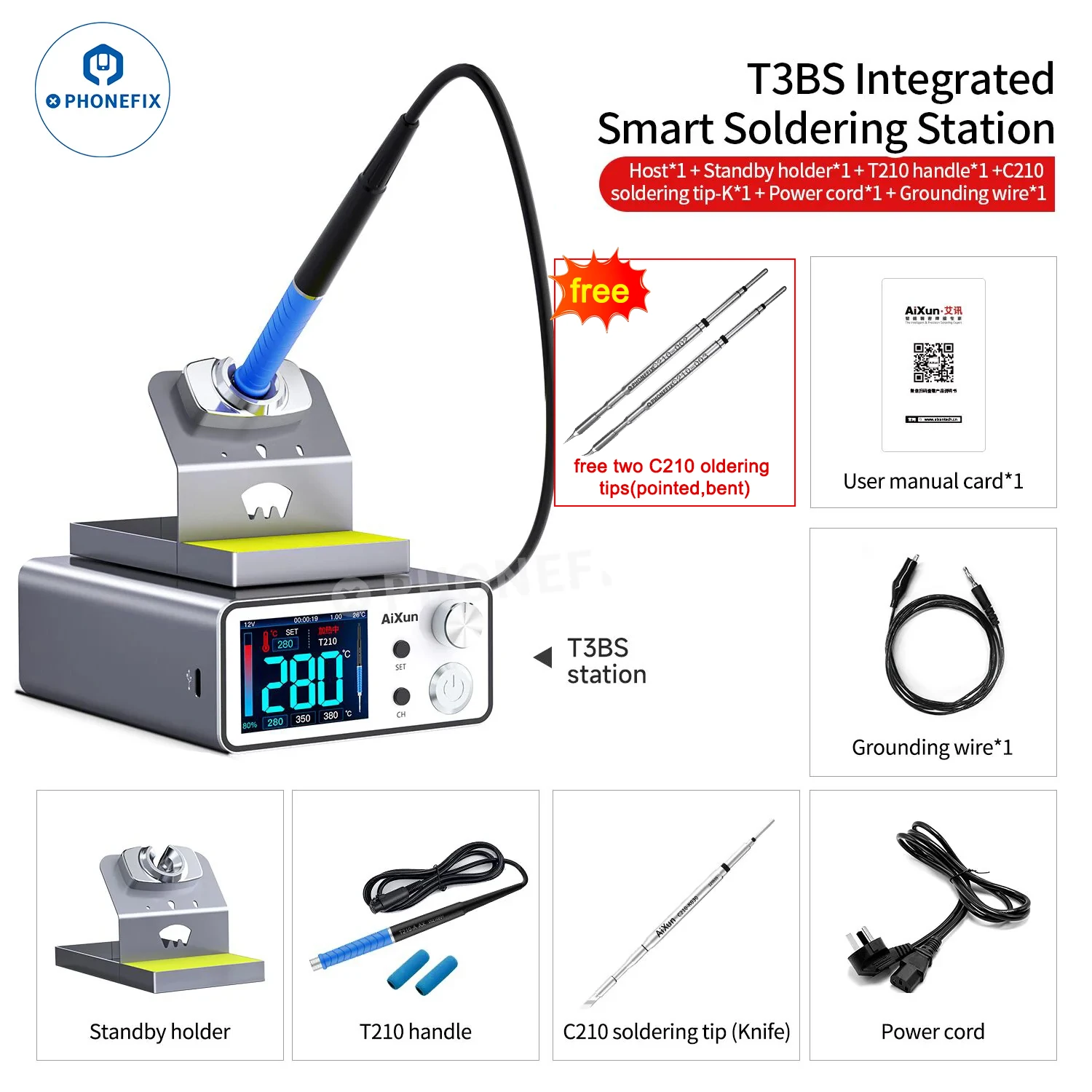 Aixun T3BS T3AS Stazione di saldatura intelligente portatile C210 C245 Micro saldatura Tavolo da tavolo per saldatura PCB del telefono cellulare