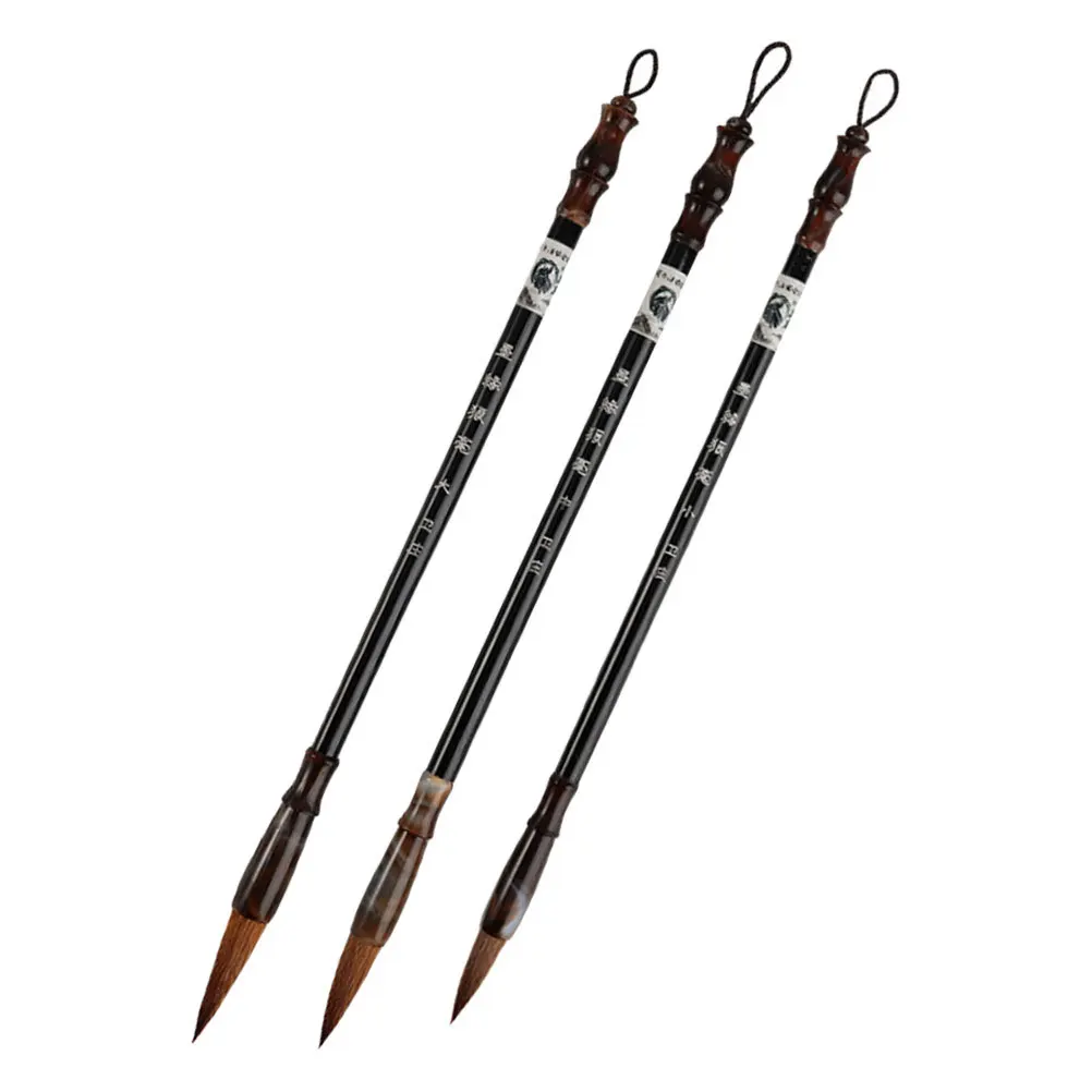 

3Pcs Calligraphy Accessory Set for Writing Couplets and Painting Durable Wooden Handle Professional Quality Calligraphy