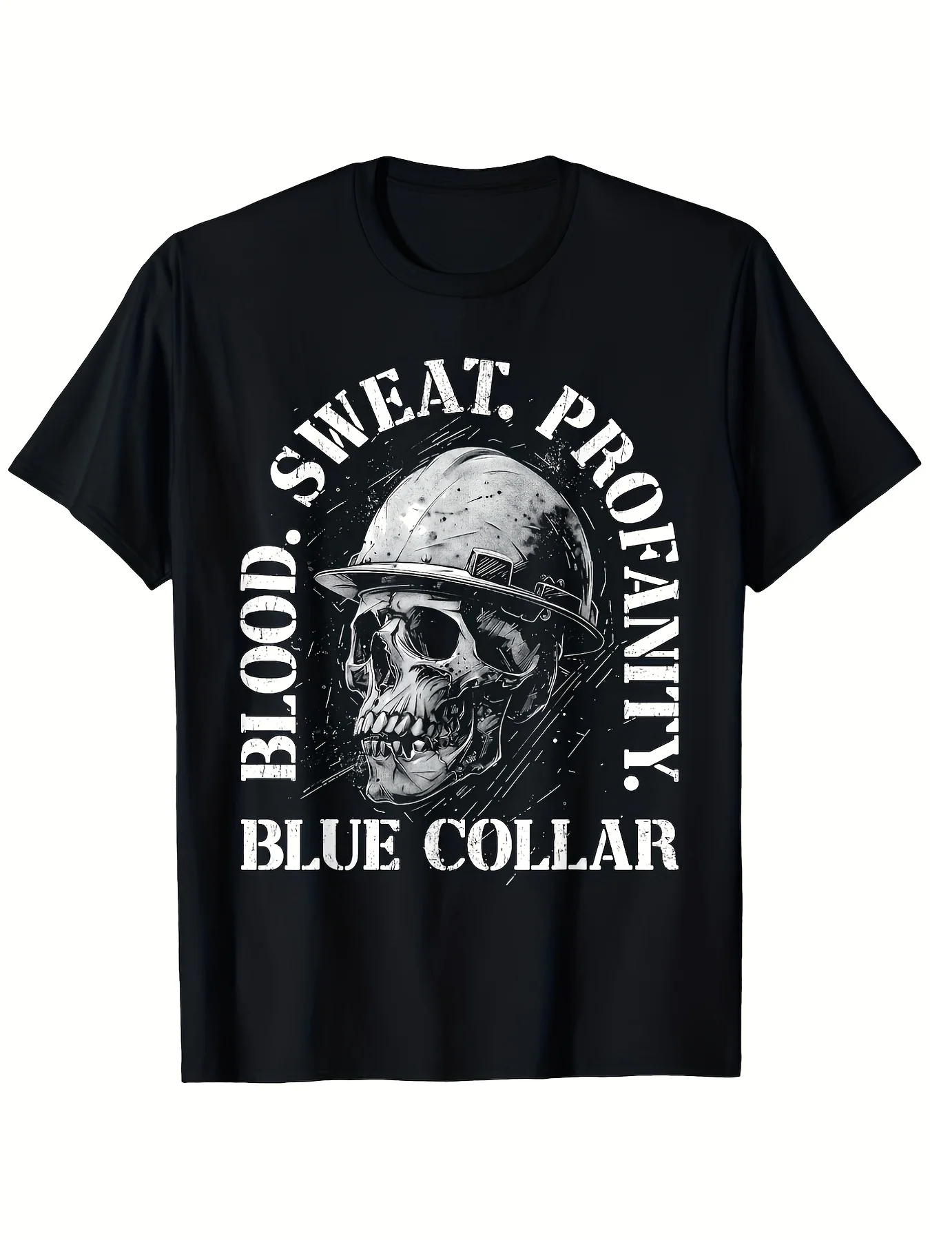 Sweaty Worker Skull Blue-collar T-shirt, The Same 2026 Summer Short-sleeved Printed T-shirt for Men and Women, 180G Retro Casual Short-sleeved T-shirt, Round Neck Printed Pattern, Suitable for Daily Commuting and O
