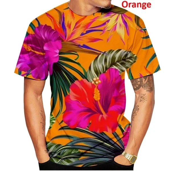 

Мужские летние пляжные повседневные футболки с гавайским пальмовым мотивом, дышащие рубашки большого размера с короткими рукавами, топы ﻿