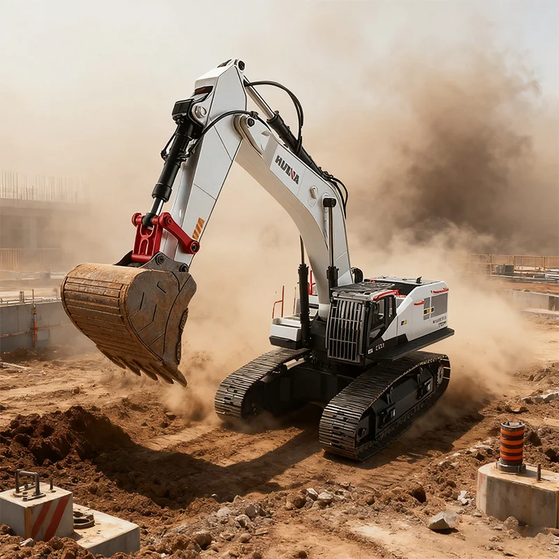 

HUINA 1:14 Remote Control Engineering Vehicle 1594 White 22-Channel Alloy Model Refitted Machine Large Remote Control Excavator