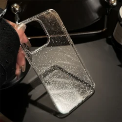 Deluxe Glitter Shiny Case for iPhone 15 14 Plus 13 12 11 Pro Max Silicone Acrylic Case Flash Bumper Shiny Clear Phone Case