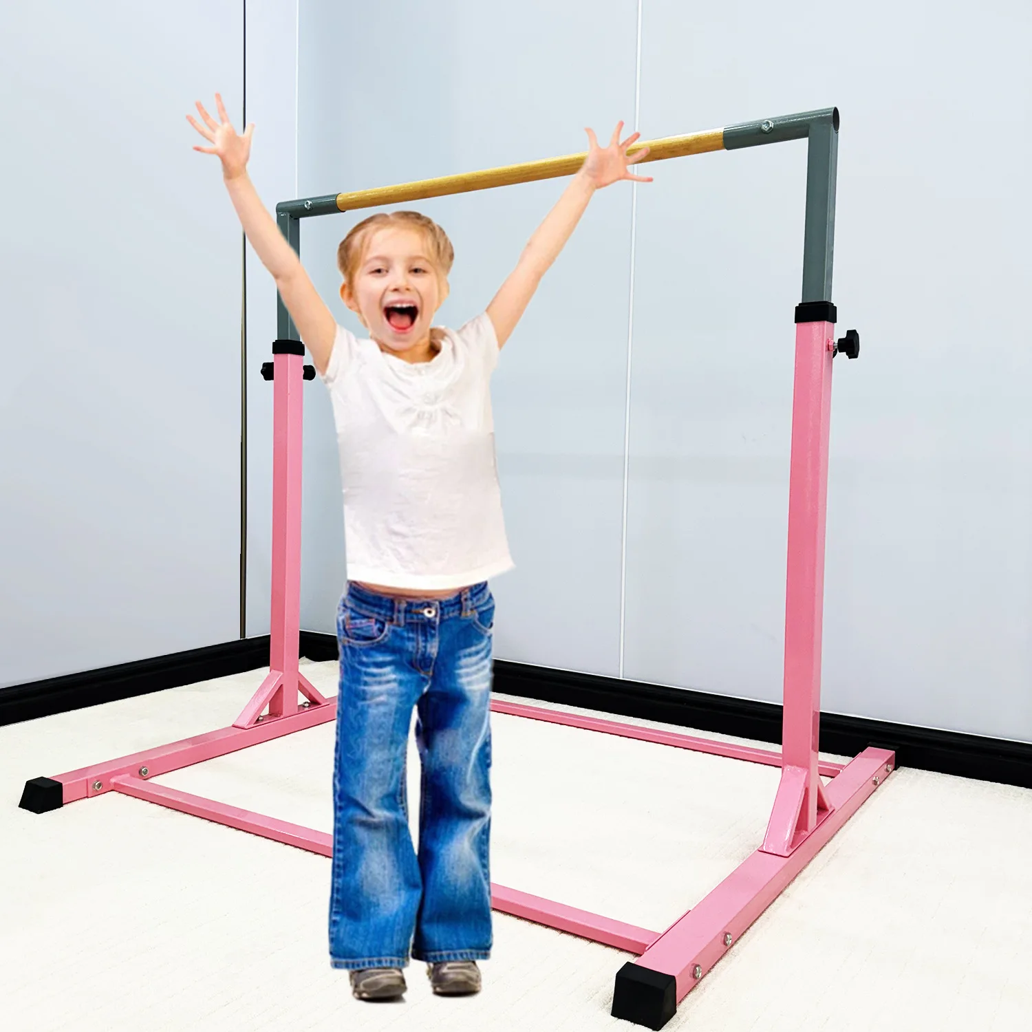 Mehrfarbige tragbare Stahlboden-Kinnstange, multifunktionale Barren für den Heim-Fitnessstudio, für Erwachsene und Kinder