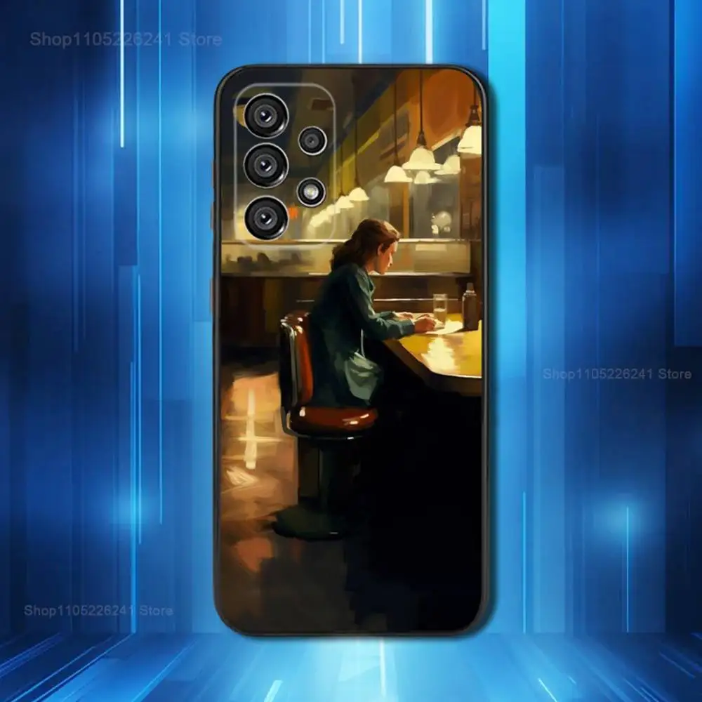 Etui na telefon Art E-Edward H-Hoppers do Samsung Galaxy A73,31,32,72,41,53,52,71,22,5G,Note,J7,8,9 Miękki czarny silikonowy pokrowiec