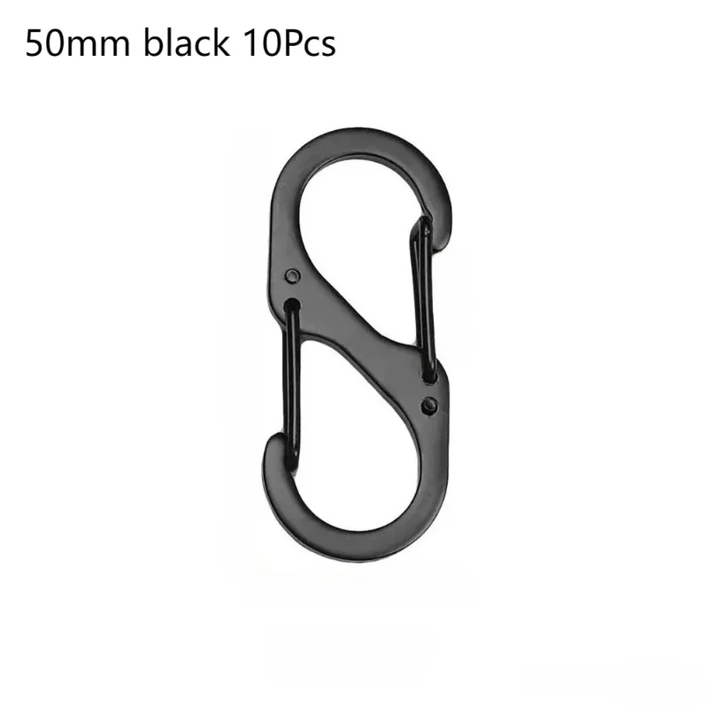 10Pcs S Type Mini Keychain Hook Stainless Steel Carabiner With Lock Anti-Theft Outdoor Camping Backpack Buckle Key-Lock Tool