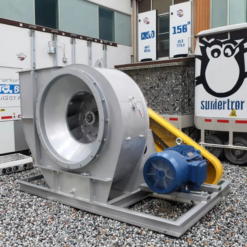 Large centrifugal fan with 220 volt AC motor installed vertically for exhaust ventilation system Farm building Restaurant