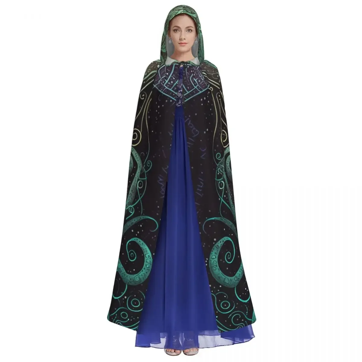 Custom Face Squid Unisex Adult Cloak with Hood Long Witch Costume Cosplay