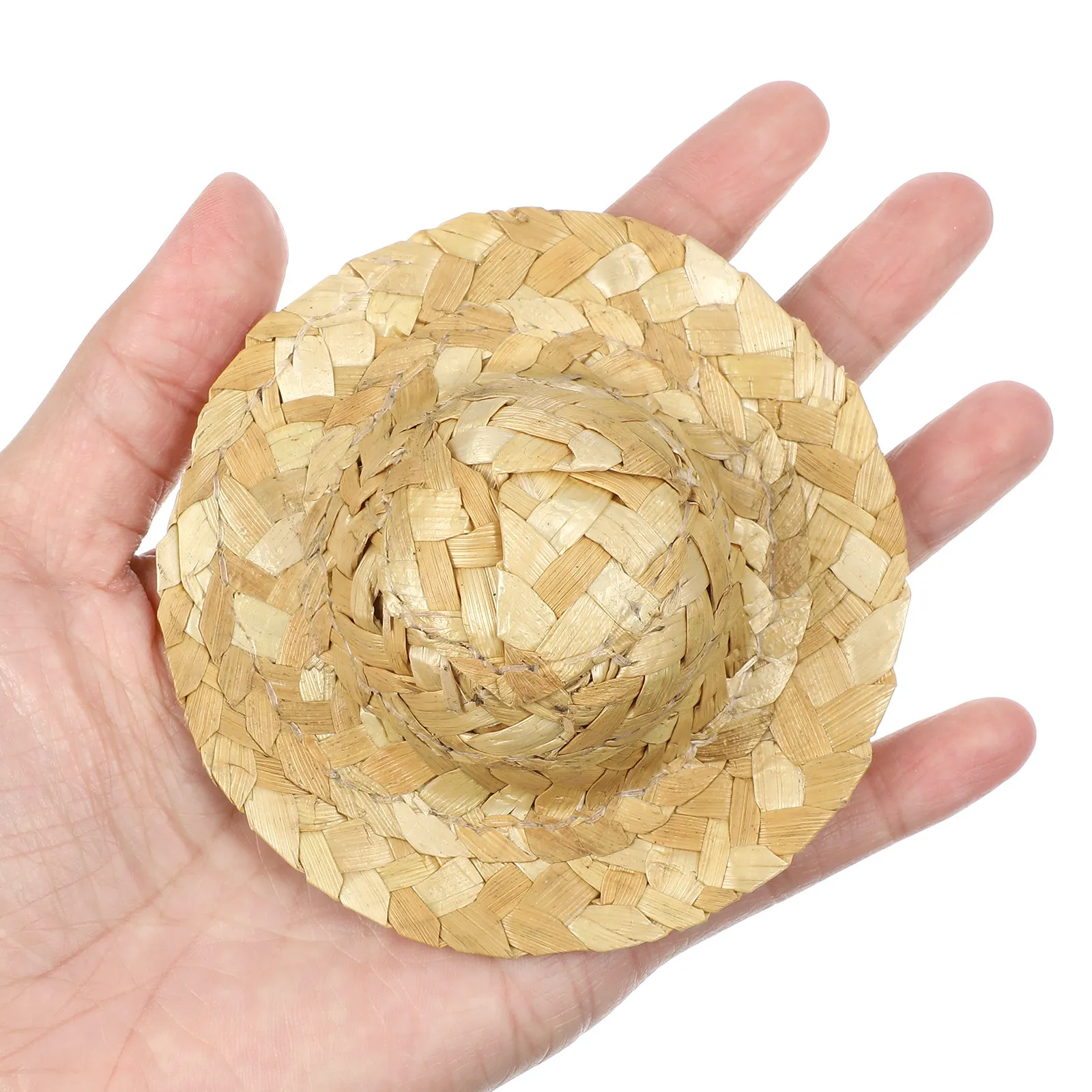 10Pcs 8Cm Miniature Woven Straw Hat for Premium Skin-Friendly Craft Hat DIY Decoration Classroom Project Small Straw Hats