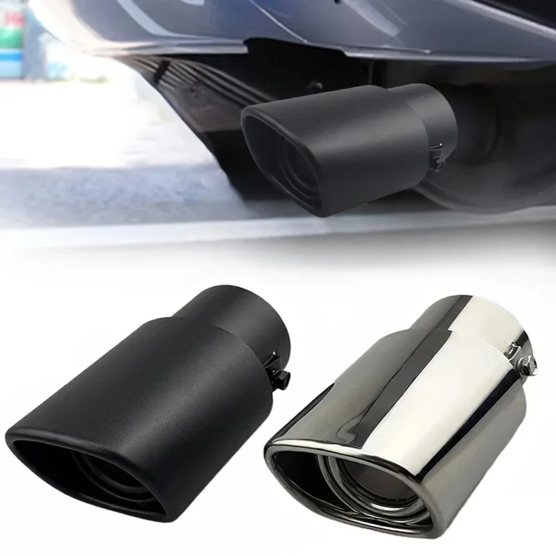Car modification stainless steel tailpipe single tube square mouth with flower mouth exhaust pipe muffler